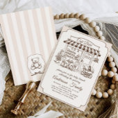 Trendy Cafe Bebe French Coffee Shop Baby Shower 招待状