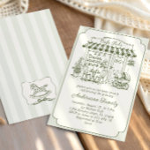 Trendy Cafe Bebe French Coffee Shop Baby Shower 招待状
