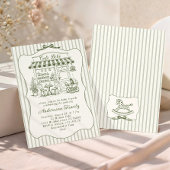 Trendy Cafe Bebe French Coffee Shop Baby Shower 招待状