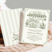 Trendy Cafe Bebe French Coffee Shop Baby Shower 招待状