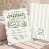 Trendy Cafe Bebe French Coffee Shop Baby Shower 招待状