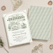 Trendy Cafe Bebe French Coffee Shop Baby Shower 招待状