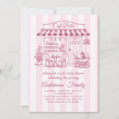 Trendy Cafe Bebe French Coffee Shop Baby Shower 招待状 (正面)