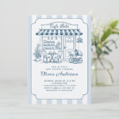 Trendy Cafe Bebe French Coffee Shop Baby Shower 招待状 (スタンド正面)