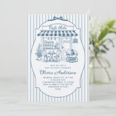 Trendy Cafe Bebe French Coffee Shop Baby Shower 招待状 (スタンド正面)