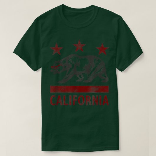 Trendy California Bear Flag 3 Stars Tシャツ (デザイン正面)