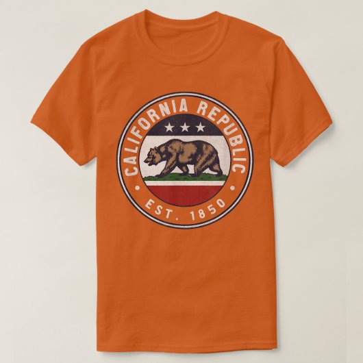Trendy California Republic Bear Flag Circle Crest  Tシャツ (デザイン正面)