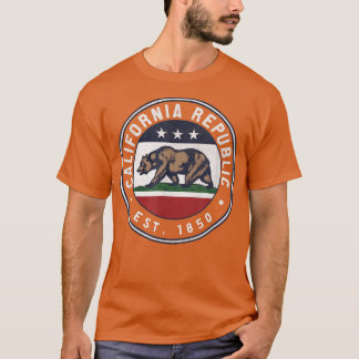 Trendy California Republic Bear Flag Circle Crest  Tシャツ