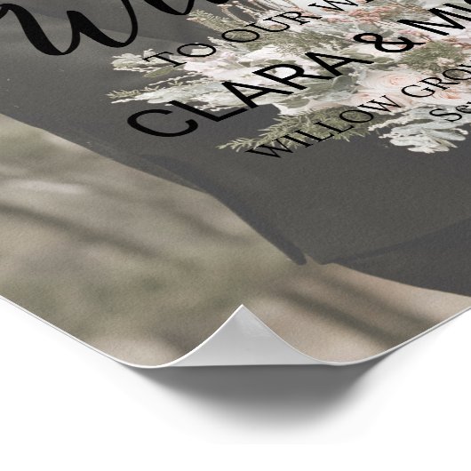 Trendy Calligraphy Faded Photo Welcome Wedding  ポスター (角)