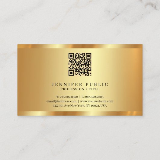 Trendy Calligraphy Script Monogram Glamorous Gold 名刺 (裏面)