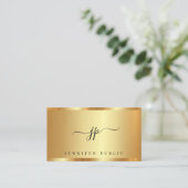 Trendy Calligraphy Script Monogram Glamorous Gold 名刺 (スタンド正面)