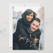 Trendy Calligraphy Script Photo Save the Date 招待状 (正面)