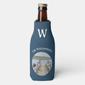 Trendy Can Cooler Watercolor Dock Lake Mountains ボトルクーラー (ボトル正面)