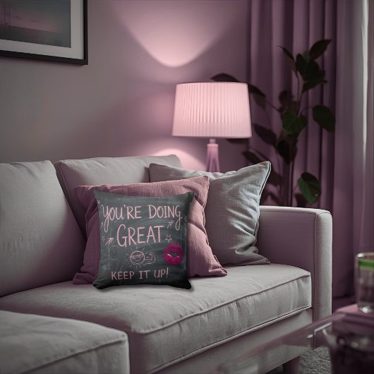 Trendy Chalk Board Girly Motivational Quote  クッション