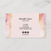 Trendy Chic Blush Pink Monogram Makeup Artist Hair 名刺 (裏面)