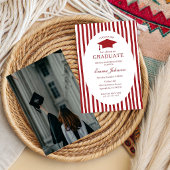 Trendy Chic Bow Minimalist Stripe  Graduation 招待状