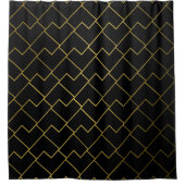 Trendy Chic Geometric Golden Tiles Pattern Shower シャワーカーテン (正面)