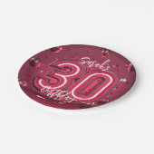 Trendy Chic Glam Metallic Neon Pink 30th Birthday ペーパープレート (アングル)