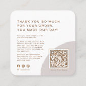 Trendy Chic Holographic Aura Arch Beige Thank you スクエア名刺 (裏面)