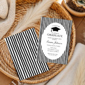 Trendy Chic  Minimalist Stripe  Graduation 招待状