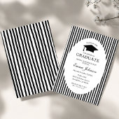 Trendy Chic  Minimalist Stripe  Graduation 招待状