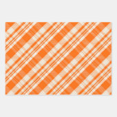 Trendy & Chic Orange & Cream Plaid Patterns ラッピングペーパーシート (正面3)
