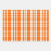 Trendy & Chic Orange & Cream Plaid Patterns ラッピングペーパーシート (正面)