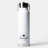 Trendy Chic Pilates Princess Black Typography ウォーターボトル (正面)