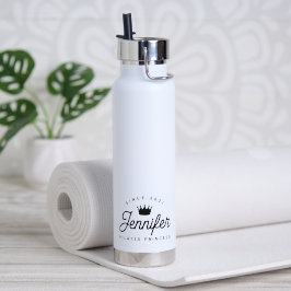 Trendy Chic Pilates Princess Black Typography ウォーターボトル