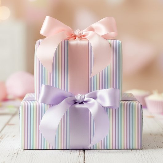 Trendy Chic Rainbow Stripes ラッピングペーパー