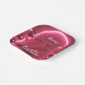 Trendy Chic Vibrant Hot Pink Neon 21st Birthday ペーパープレート (傾斜あり)