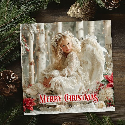 Trendy Christmas angel red and gold artistic cards シーズンカード