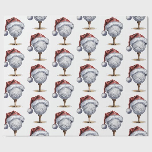 Trendy Christmas Golf Ball Tee With Santa Hat     ラッピングペーパー (フラット)
