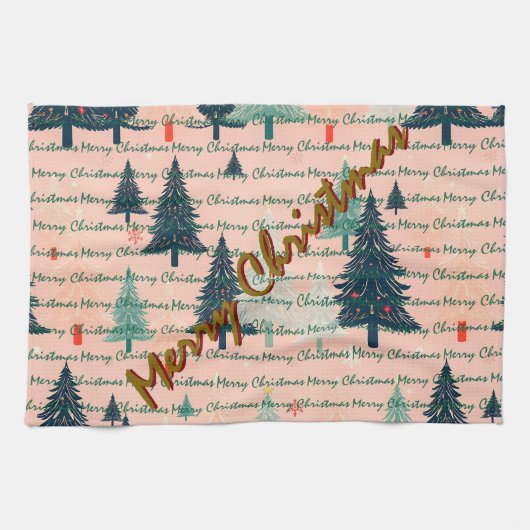 Trendy Christmas Luxury Christmas Trees キッチンタオル (横)