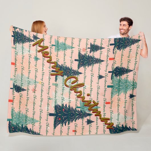 Trendy Christmas Luxury Christmas Trees フリースブランケット (インサイチュ)