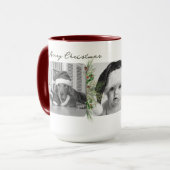 Trendy Christmas Mug | Custom Photo Greenery Frame マグカップ (正面左)