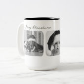 Trendy Christmas Mug | Custom Triple Photo Modern ツートーンマグカップ (正面左)