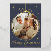 Trendy Christmas Ornament Photo Frame Real 箔シーズンカード (正面)