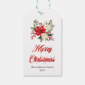 Trendy Christmas Poinsettia Script Font Gift Tag ギフトタグ (裏面)