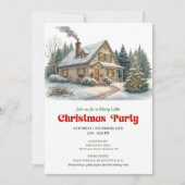 Trendy christmas scene invitation cozy watercolor 招待状 (正面)