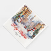 Trendy Christmas scene napkins warm festive hues (コーナー)