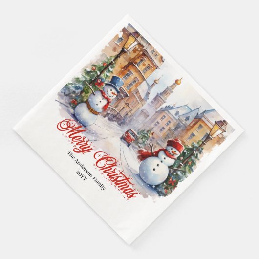 Trendy Christmas scene napkins warm festive hues (コーナー)