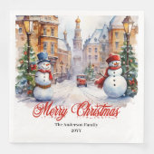 Trendy Christmas scene napkins warm festive hues (正面)