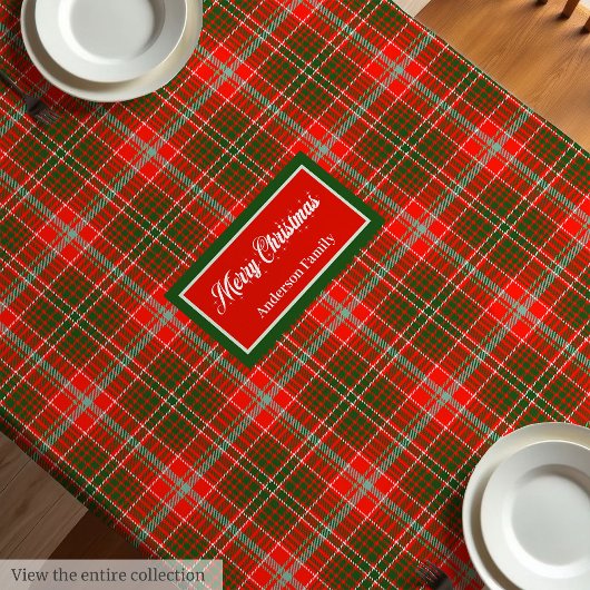 Trendy Christmas Tablecloth Red Green Monogram Art テーブルクロス