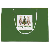 Trendy Christmas Tree Leopard Print Gift Bag Custo ラージペーパーバッグ (正面)