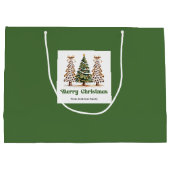 Trendy Christmas Tree Leopard Print Gift Bag Custo ラージペーパーバッグ (裏面)