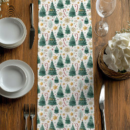 Trendy Christmas Trees Holiday Table Runner Design ミディアムテーブルランナー