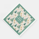 Trendy Christmas Trees Red Green Gold Napkins (コーナー)
