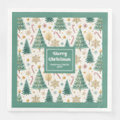 Trendy Christmas Trees Red Green Gold Napkins (正面)