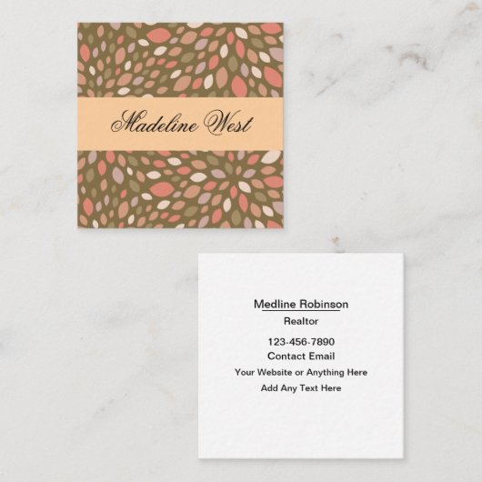 Trendy Classy Realtor Business Cards スクエア名刺 (正面/裏面)